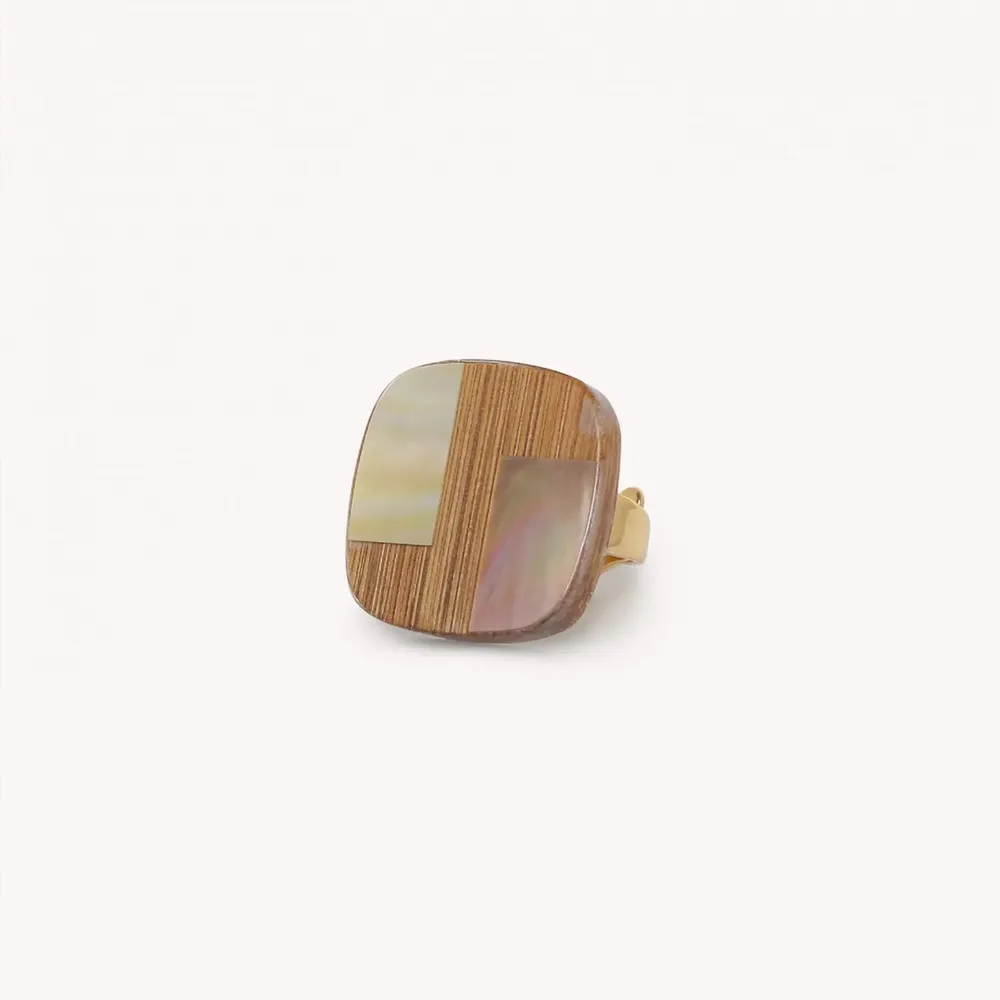 Bijoux - Bague ajustable carré petit modèle - Kamakura - NATURE BIJOUX