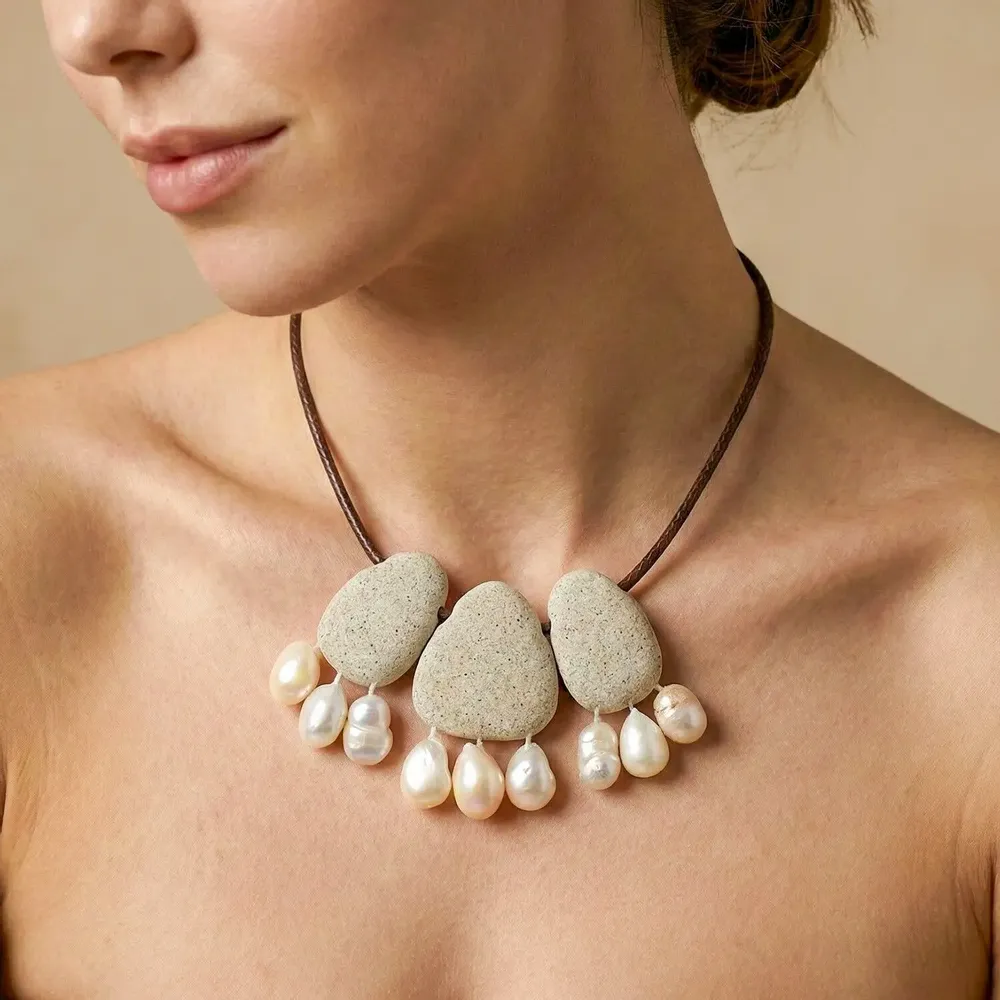 Bijoux - Collier petit plastron 3 pendentifs - Bora Bora - NATURE BIJOUX