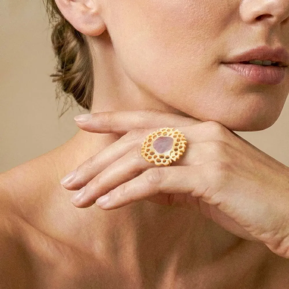 Bijoux - Bague ajustable petit modèle - Corallium - NATURE BIJOUX