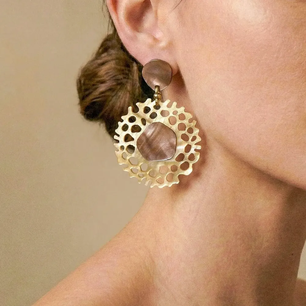 Bijoux - Boucles d'oreilles poussoir grand modèle - Corallium - NATURE BIJOUX