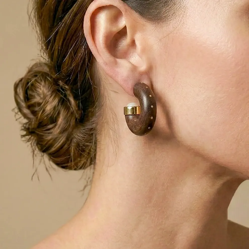 Bijoux - Boucles d'oreilles créoles bois - Oman - NATURE BIJOUX