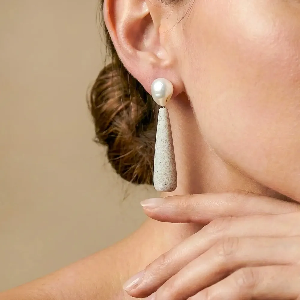 Bijoux - Boucles d'oreilles poussoir goutte sable - Bora Bora - NATURE BIJOUX