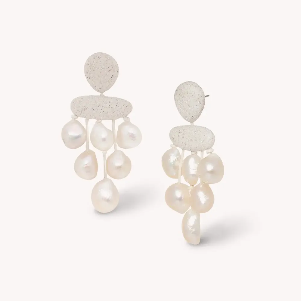 Bijoux - Boucles d'oreilles poussoir gitanes pampilles perles d'eau douce - Bora Bora - NATURE BIJOUX