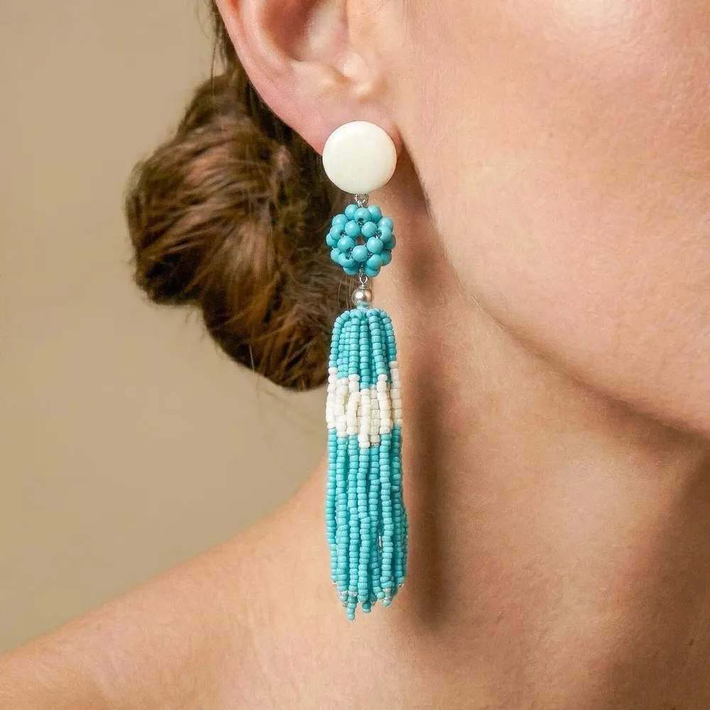 Bijoux - Boucles d'oreilles poussoir gros pompon - Manitoba - NATURE BIJOUX