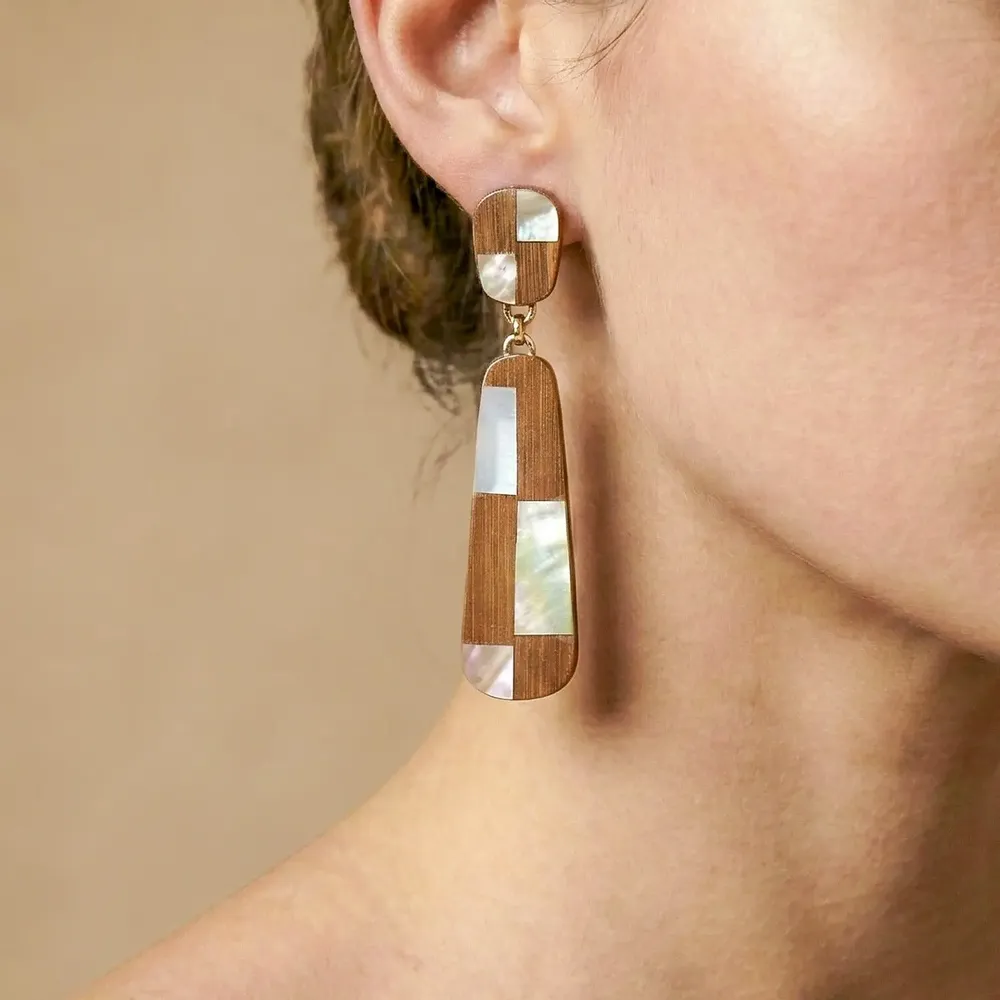 Bijoux - Boucles d'oreilles poussoir 2 éléments longues - Kamakura - NATURE BIJOUX