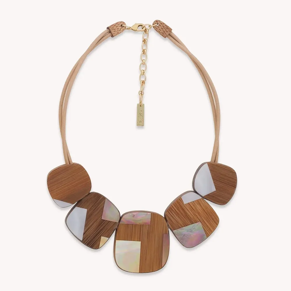Bijoux - Collier plastron 5 éléments bambou & nacre - Kamakura - NATURE BIJOUX