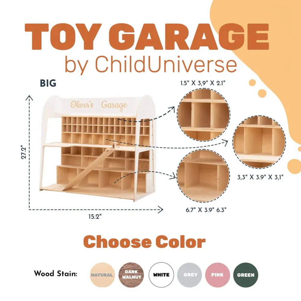 Objets de décoration - Garage de rangement pour petites voitures – Noyer foncé - ENJOY THE WOOD