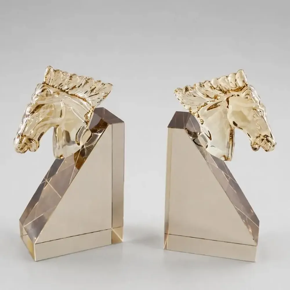 Objets de décoration - SERRE-LIVRES TETES DE CHEVAL EN CRISTAL AMBRE - FANCY