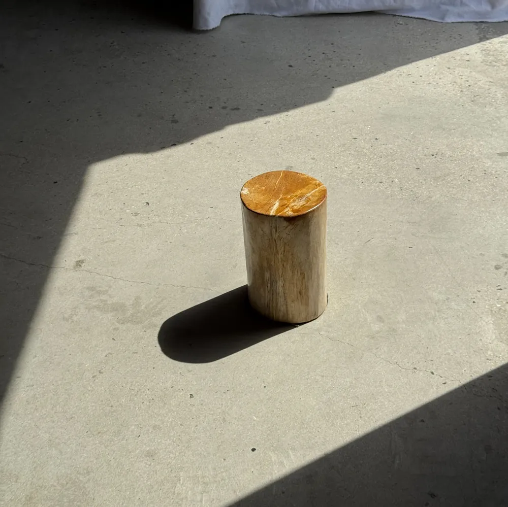 Autres tables  - Petite table d'appoint en bois pétrifié orange H28 D18 - 3332 - OFFICE OBJETS