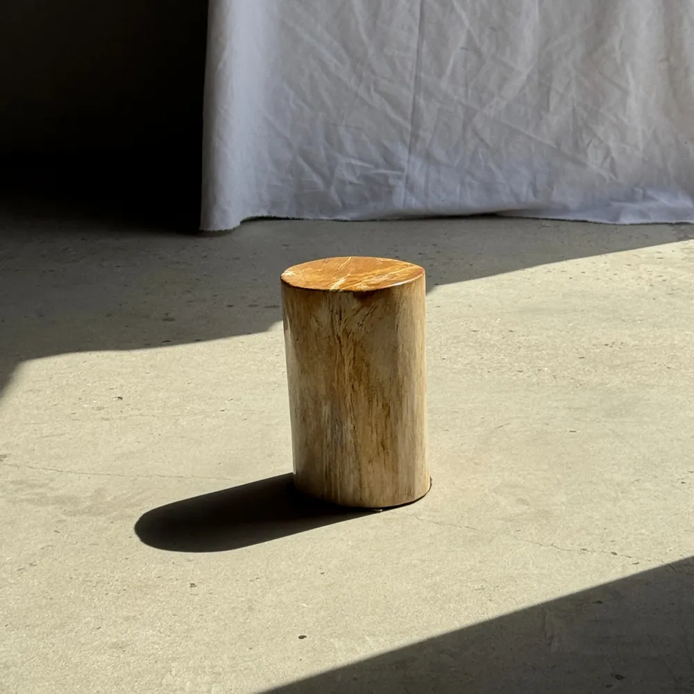 Autres tables  - Petite table d'appoint en bois pétrifié orange H28 D18 - 3332 - OFFICE OBJETS