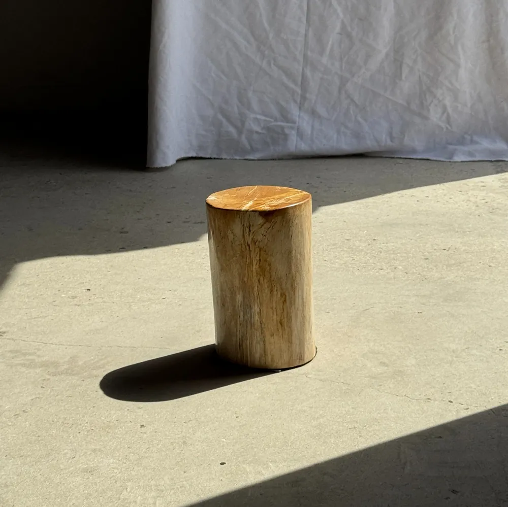 Autres tables  - Petite table d'appoint en bois pétrifié orange H28 D18 - 3332 - OFFICE OBJETS