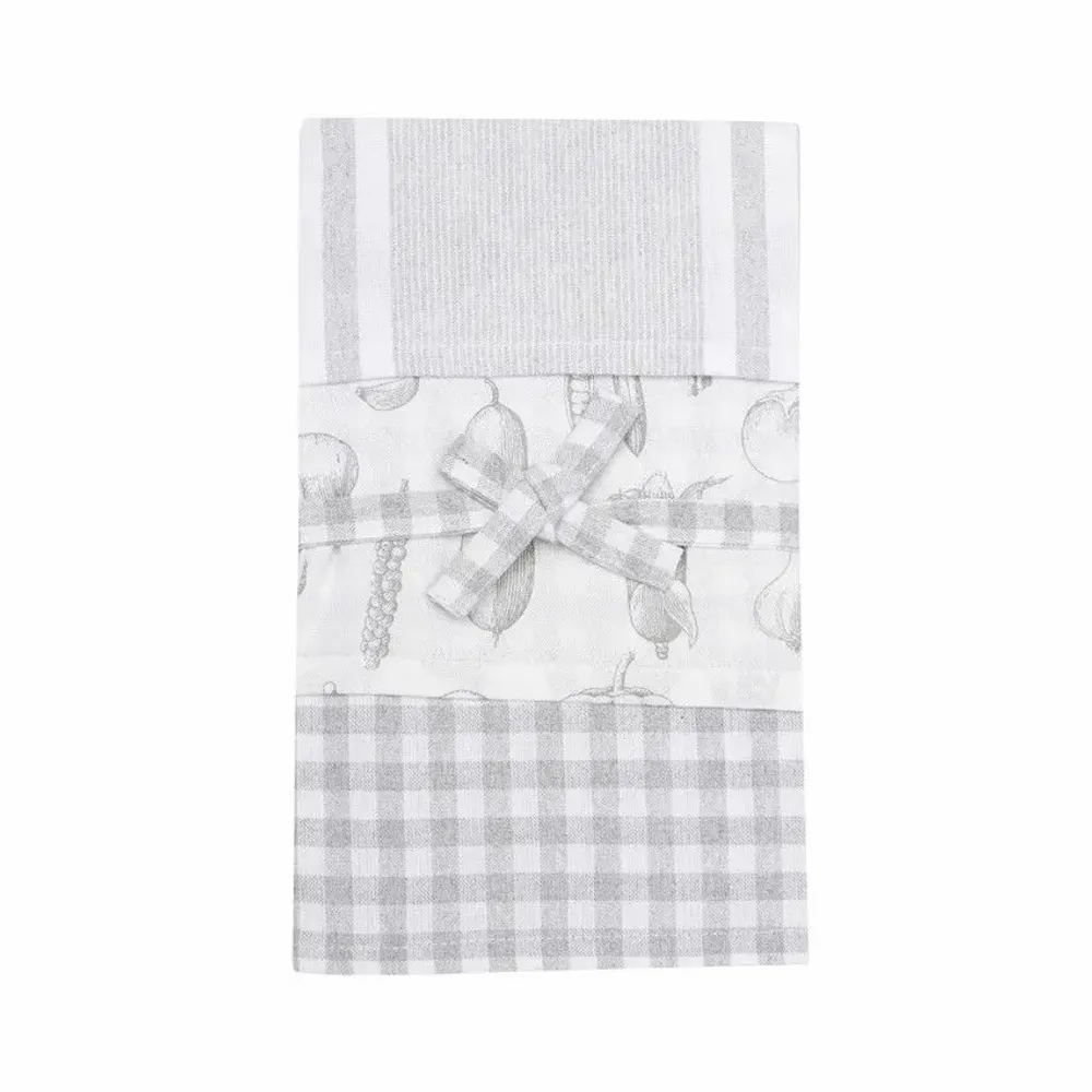 Torchons textile - TORCHON DE CUISINE RECYCLÉ LINNEA, 3-PACK, GRIS CLAIR/BLANC 50x70cm - BY WILLE
