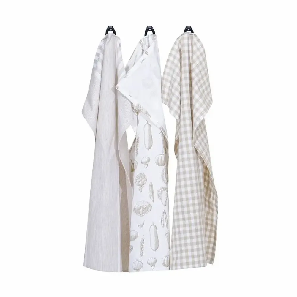 Torchons textile - TORCHON DE CUISINE RECYCLÉ LINNEA, 3-PACK, LIN/BLANC 50x70cm - BY WILLE