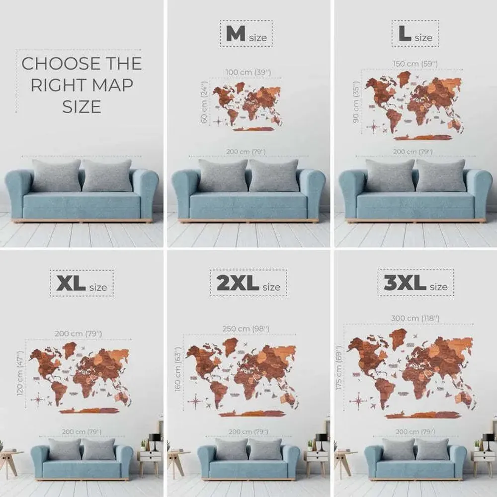 Autres décorations murales - Carte du Monde en Bois 3D LED 3.0 Prime Chêne M USA Droite - ENJOY THE WOOD