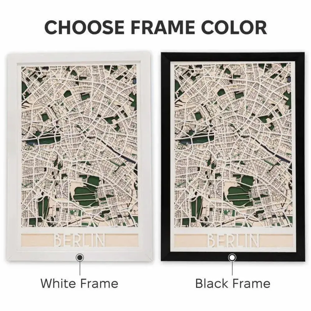 Other wall decoration - 3D City Map Custom 3.0 L Black Frame - ENJOY THE WOOD