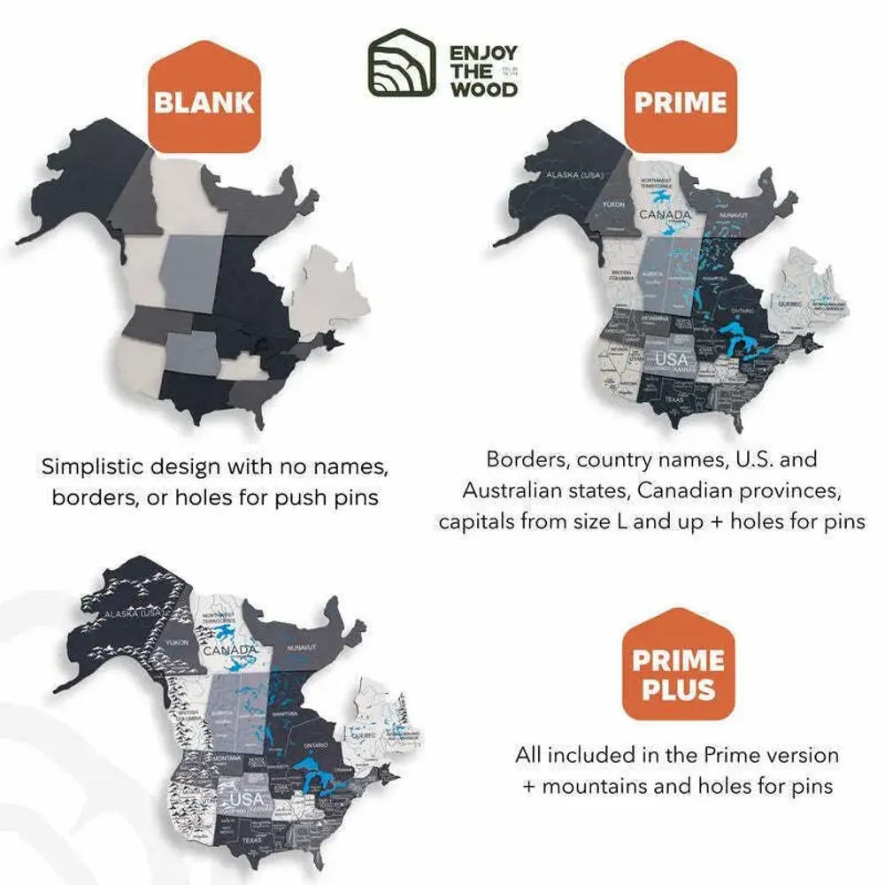 Autres décorations murales - Carte en bois du monde colorée 3D 3XL Prime Plus Nordik Lum - ENJOY THE WOOD