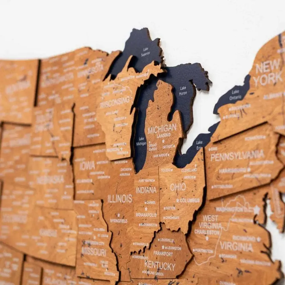 Other wall decoration - Wooden 3d Map of USA - Oak S Prime Plus - ENJOY THE WOOD