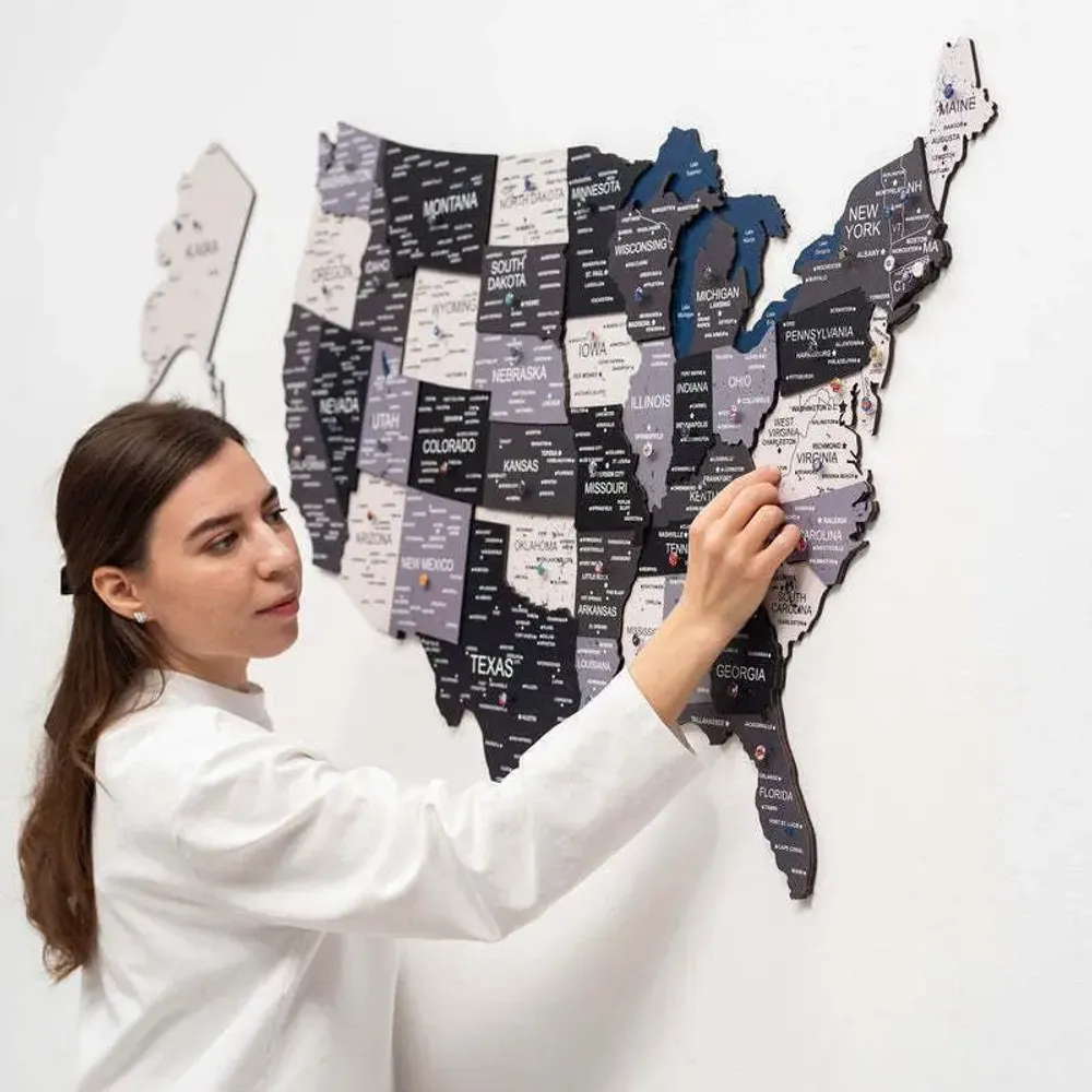 Other wall decoration - Wooden 3d Map of USA - Nordik S Prime - ENJOY THE WOOD