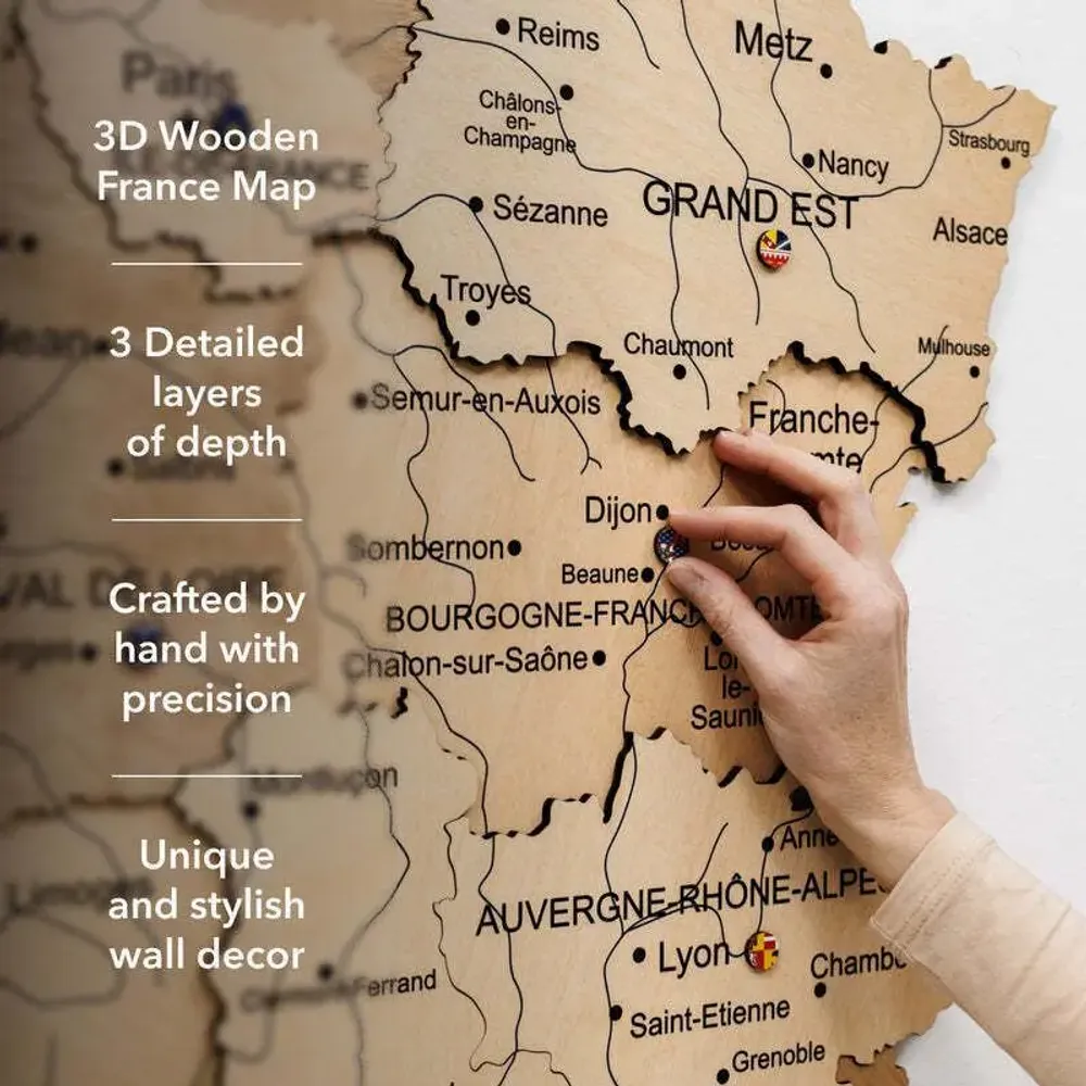 Autres décorations murales - Carte en bois de la France - Gold S Prime Plus - ENJOY THE WOOD