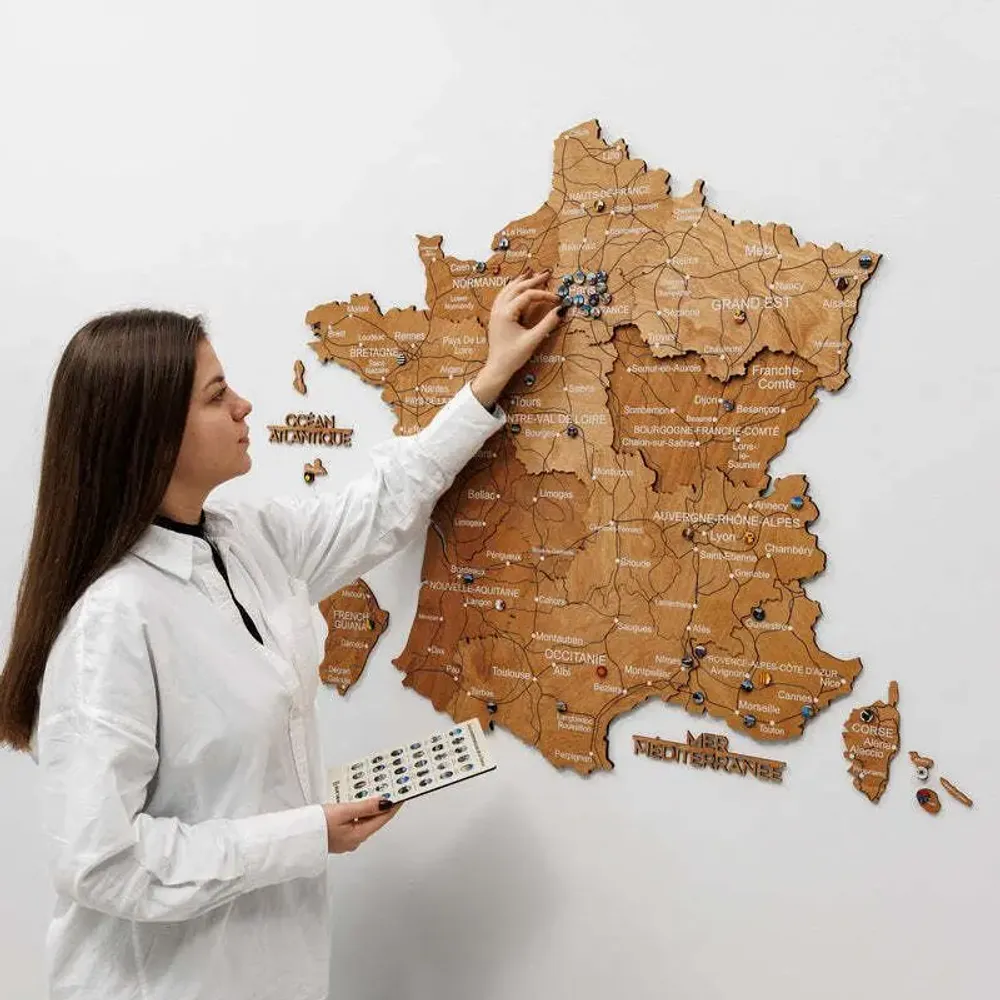 Other wall decoration - Wooden Map of France - Oak S Prime Plus - ENJOY THE WOOD