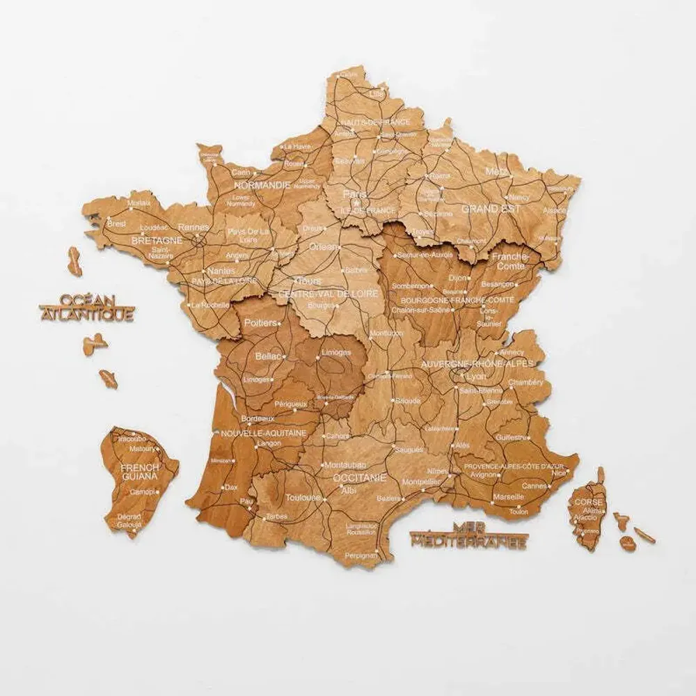 Other wall decoration - Wooden Map of France - Oak S Prime Plus - ENJOY THE WOOD