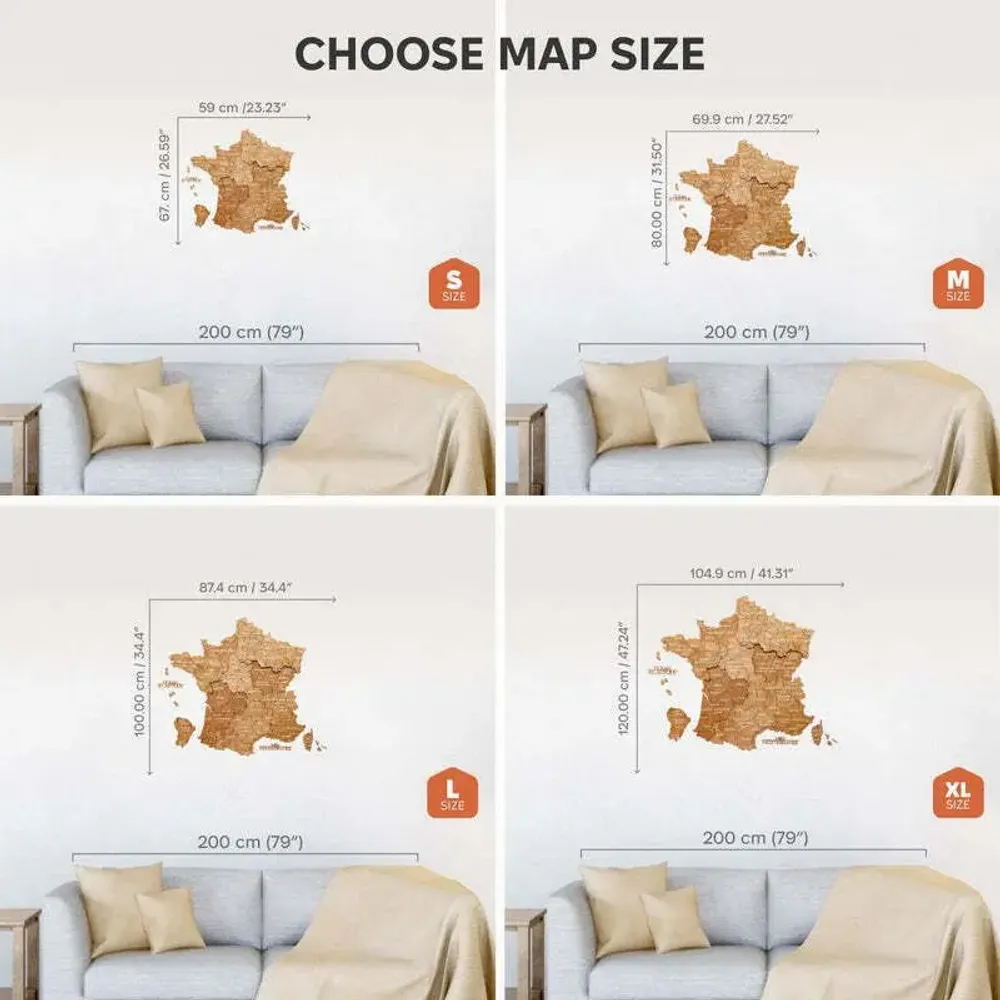 Other wall decoration - Wooden Map of France - Oak S Prime Plus - ENJOY THE WOOD