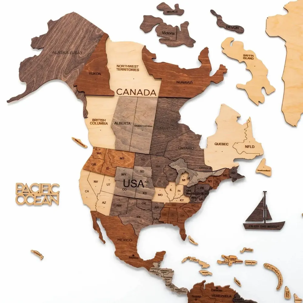 Autres décorations murales - Carte du monde en bois 3D Prime multicolore M - ENJOY THE WOOD