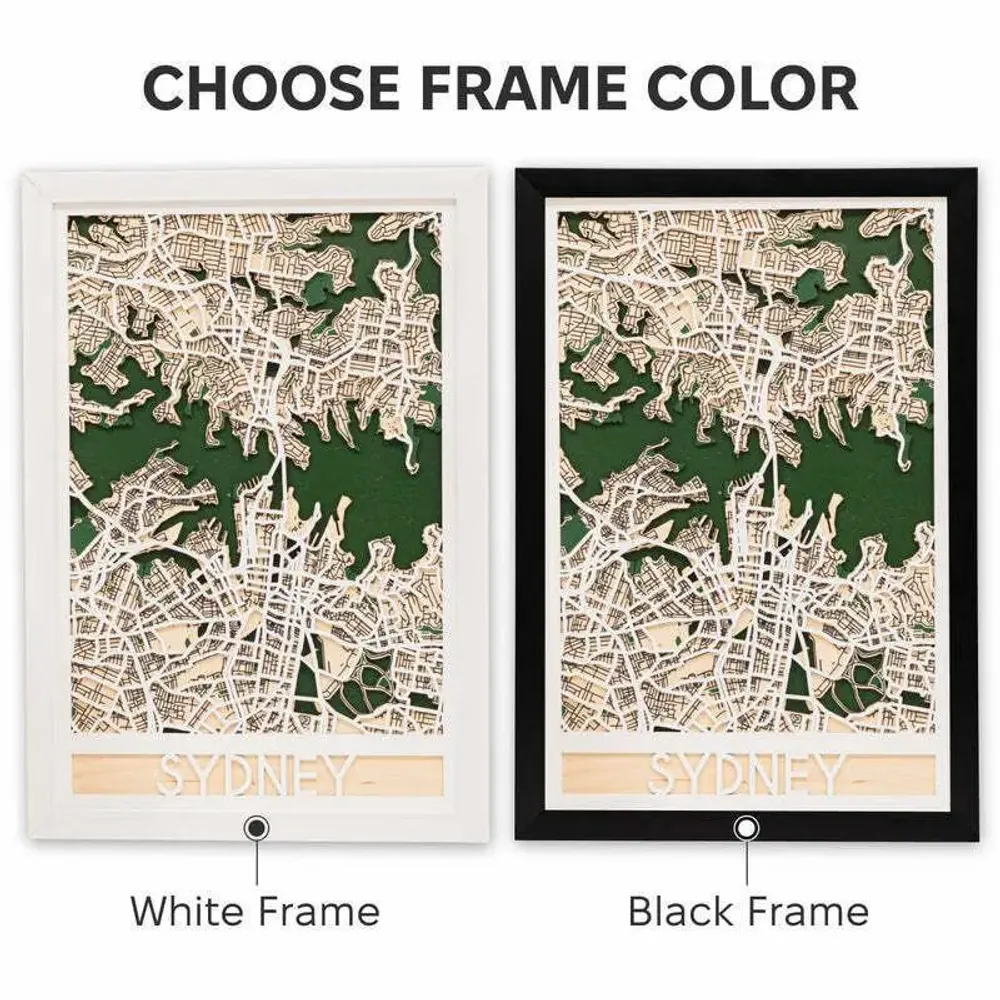 Other wall decoration - 3D City Map 3.0 Sydney M White Frame - ENJOY THE WOOD