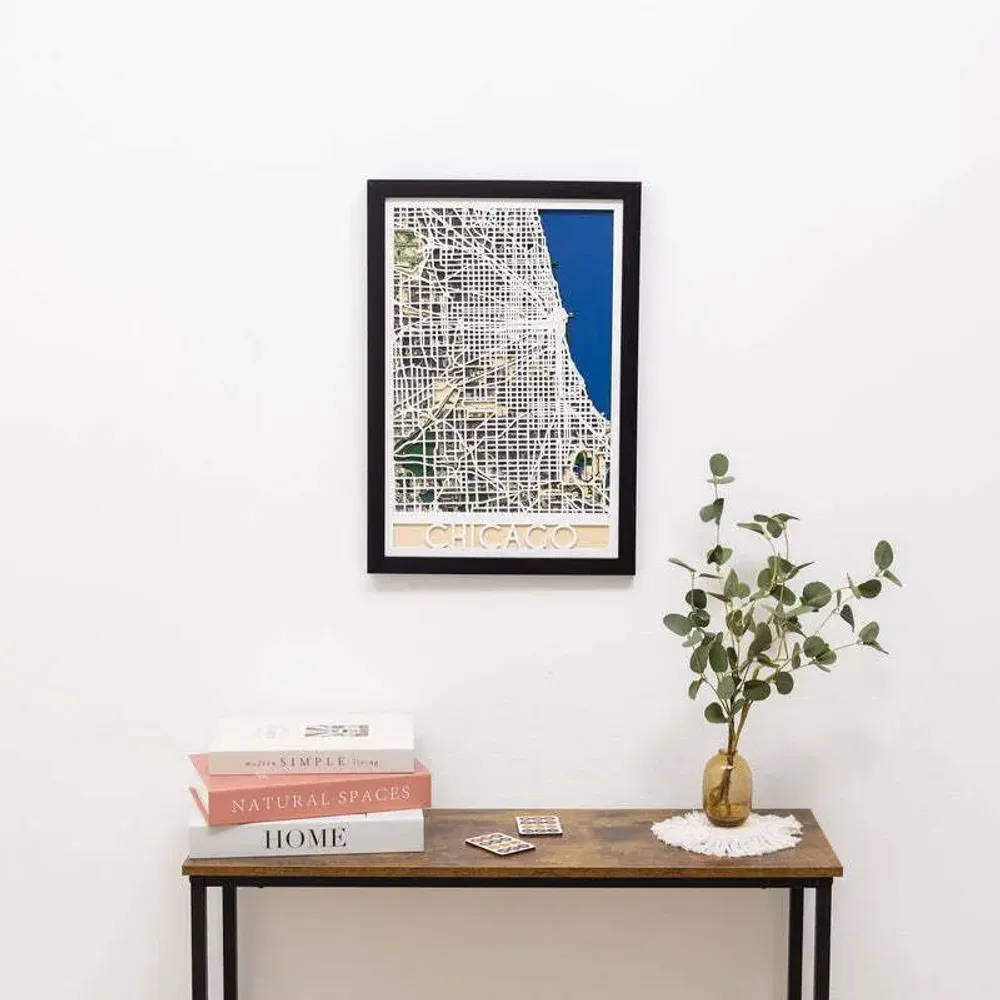 Other wall decoration - 3D City Map 3.0 Chicago L White Frame - ENJOY THE WOOD