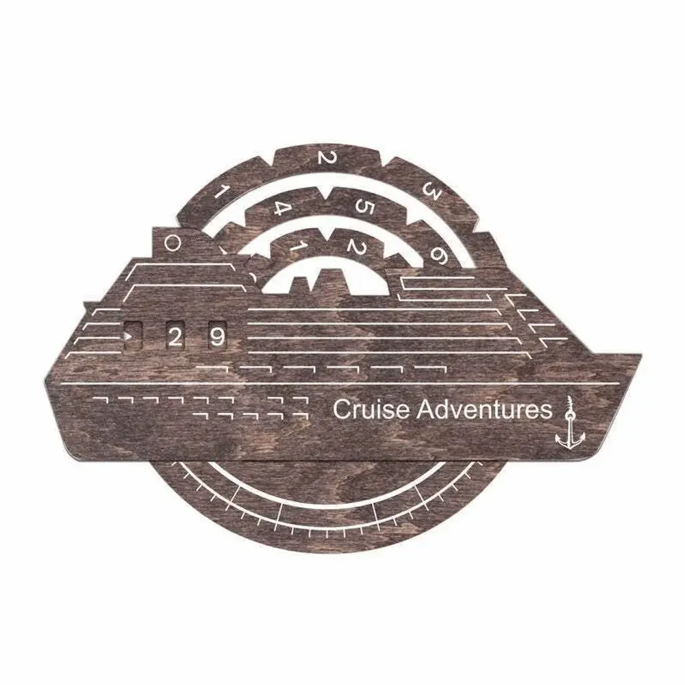 Objets de décoration - Carte du Monde en Bois Colorée 3D Travel Tracker Cruise Liner - Noyer Foncé - ENJOY THE WOOD