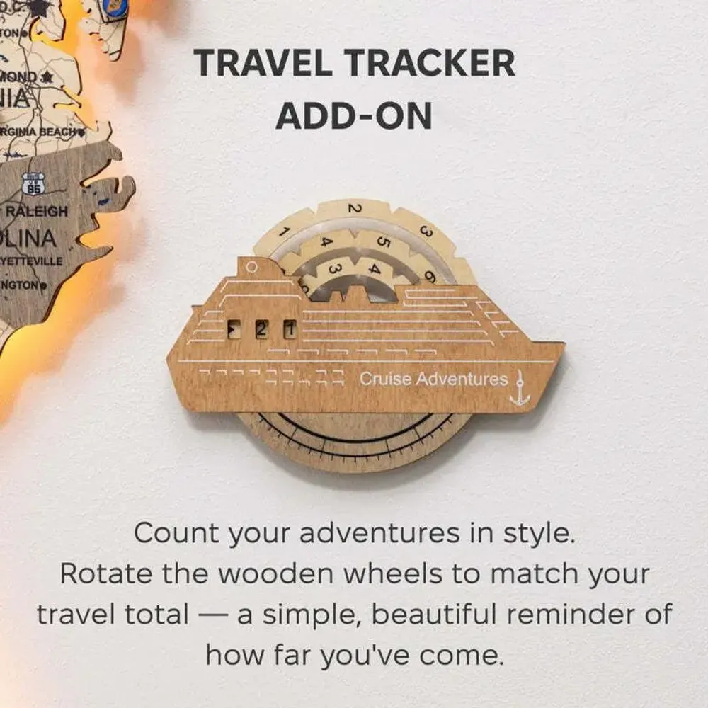 Objets de décoration - Carte du Monde en Bois Colorée 3D Travel Tracker Cruise Liner - Smokey - ENJOY THE WOOD