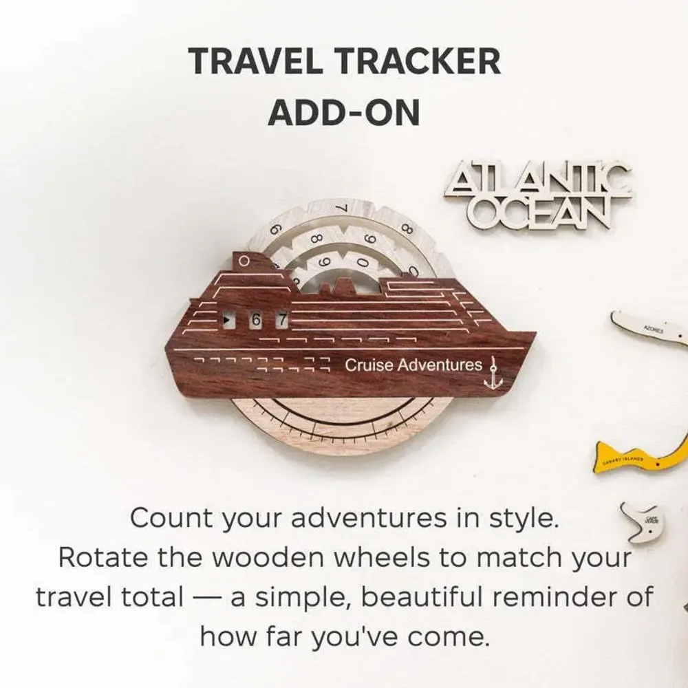 Objets de décoration - Carte du Monde en Bois Colorée 3D Travel Tracker Cruise Liner - Cappuccino - ENJOY THE WOOD