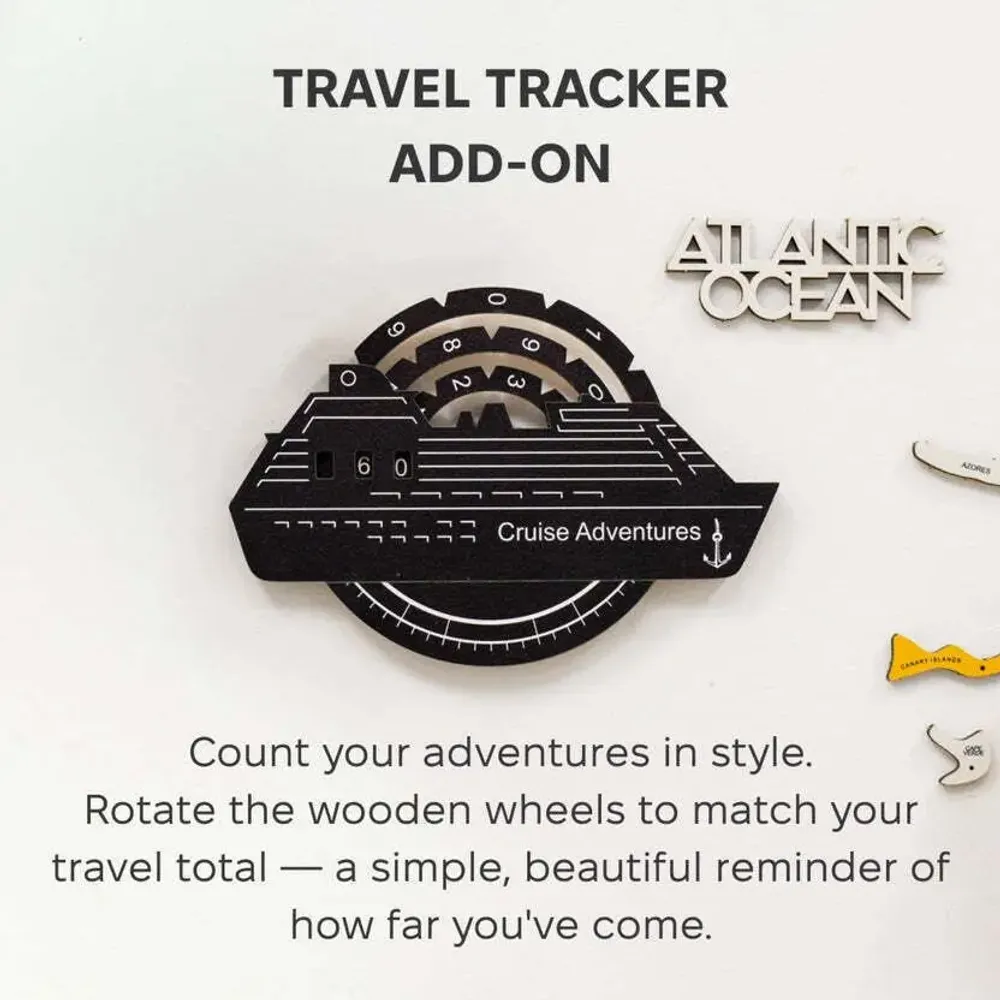 Objets de décoration - Carte du Monde en Bois Colorée 3D Travel Tracker Cruise Liner - Minuit - ENJOY THE WOOD