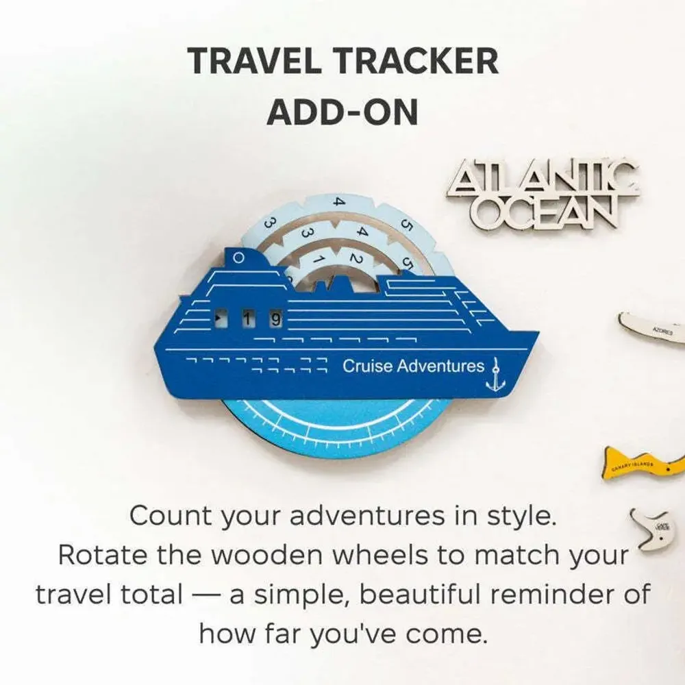 Objets de décoration - Carte du Monde en Bois Colorée 3D Travel Tracker Cruise Liner - Azur - ENJOY THE WOOD