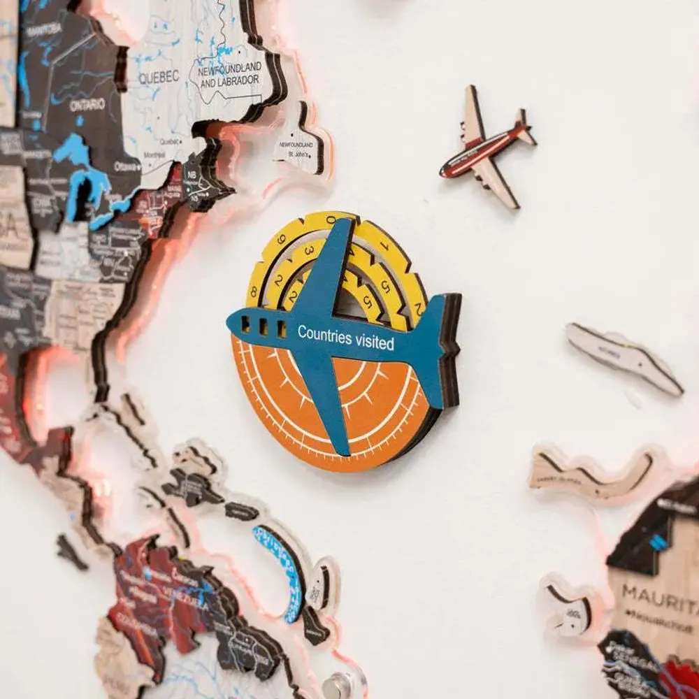 Objets de décoration - Carte du Monde en Bois Colorée 3D Travel Tracker - Indie - ENJOY THE WOOD