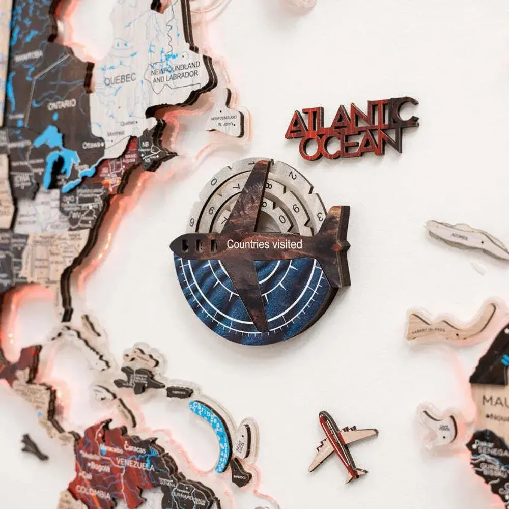 Objets de décoration - Carte du Monde en Bois Colorée 3D Travel Tracker - Dune - ENJOY THE WOOD