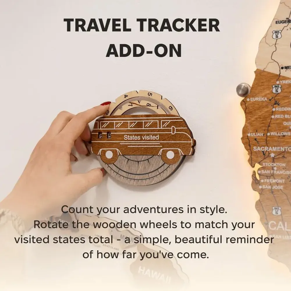 Objets de décoration - Carte des États-Unis en bois 3D pour suivi de voyage – Multicolore - ENJOY THE WOOD