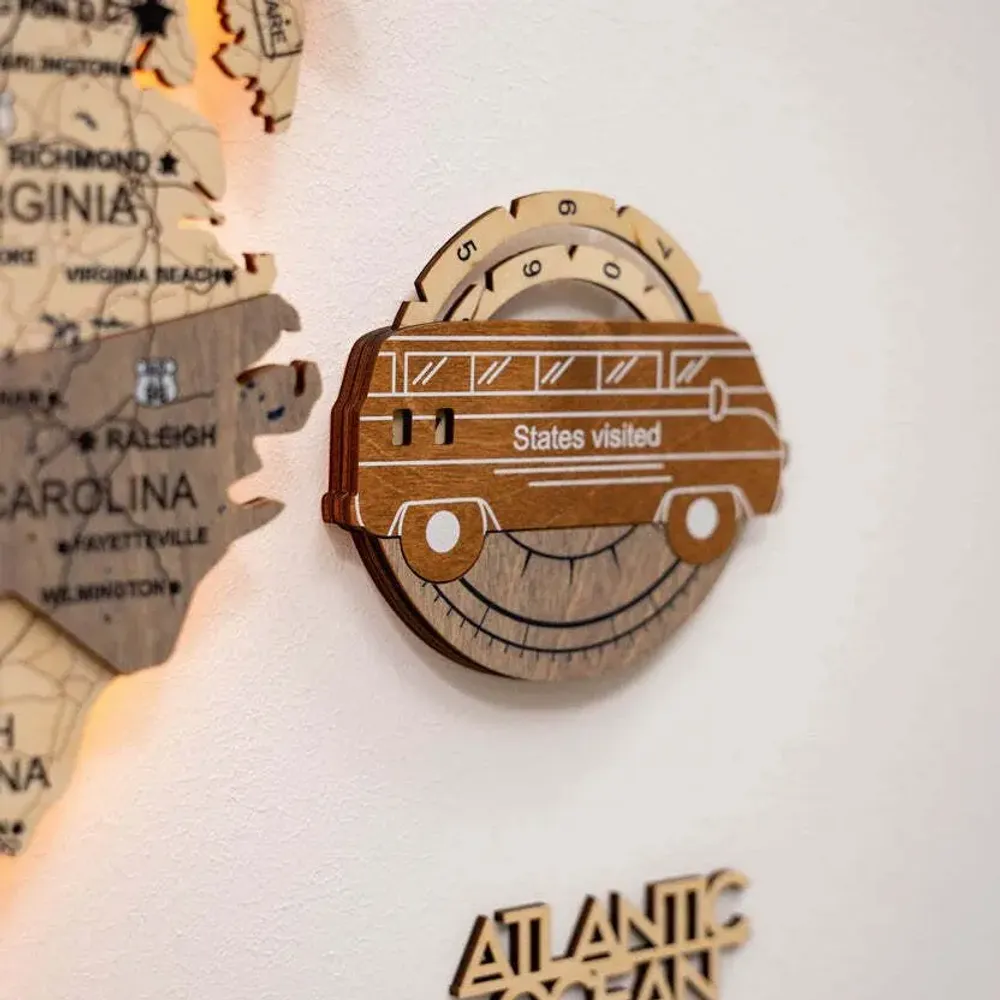 Objets de décoration - Carte des États-Unis en bois 3D pour suivi de voyage – Multicolore - ENJOY THE WOOD