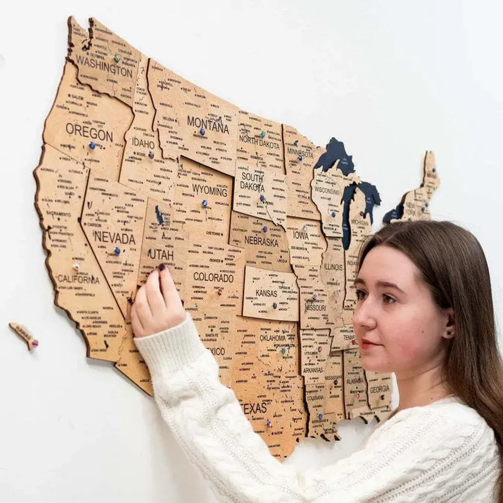 Other wall decoration - Wooden 3d Map of USA - Gold S Prime - ENJOY THE WOOD
