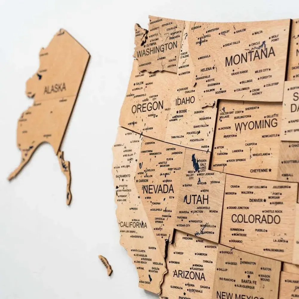 Other wall decoration - Wooden 3d Map of USA - Gold S Prime - ENJOY THE WOOD