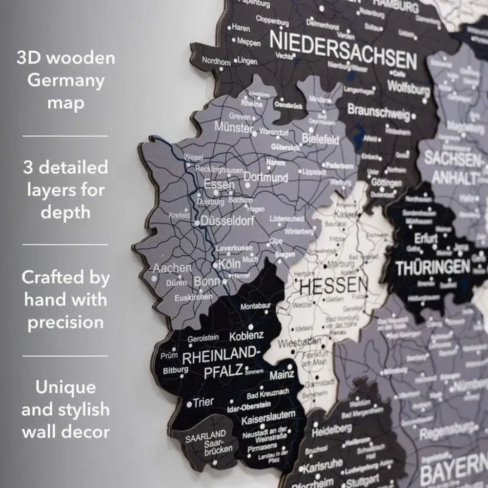 Autres décorations murales - Carte en bois 3D Allemagne Nordik XL Prime Plus - ENJOY THE WOOD