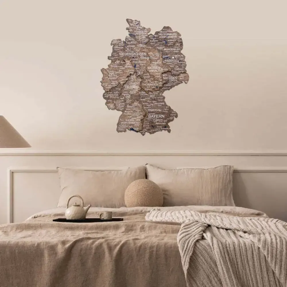 Autres décorations murales - Carte en bois 3D Allemagne Noyer foncé S Prime Plus - ENJOY THE WOOD