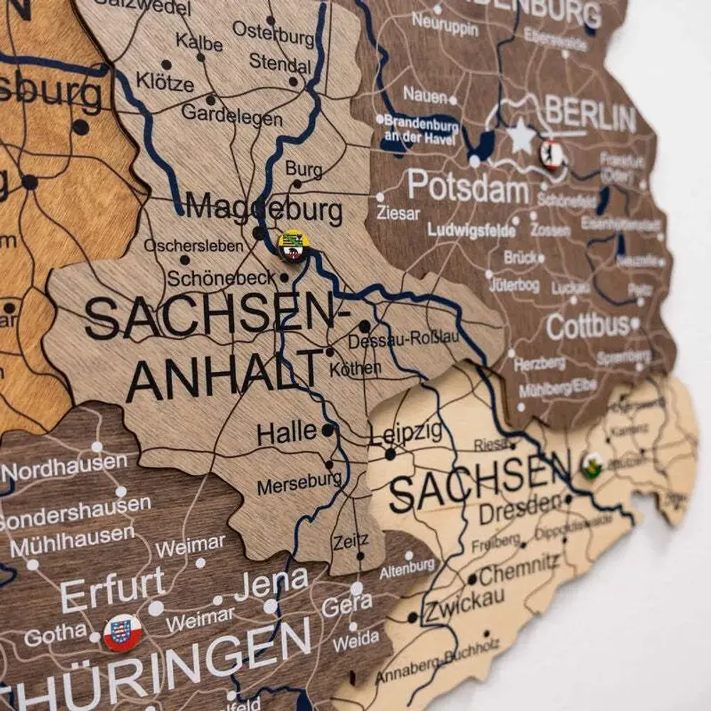 Other wall decoration - 3D Germany Wooden Map Multicolor S Prime Plus - ENJOY THE WOOD
