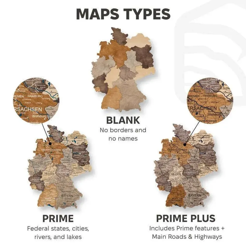 Other wall decoration - 3D Germany Wooden Map Multicolor S Prime Plus - ENJOY THE WOOD