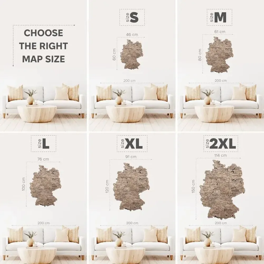 Autres décorations murales - Carte en bois 3D Allemagne Terra M Blank - ENJOY THE WOOD