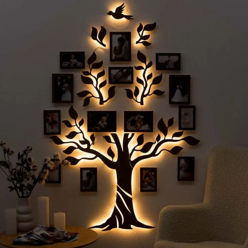 Autres décorations murales - Arbre Généalogique en Bois - Nova S Noir Sans LED - ENJOY THE WOOD