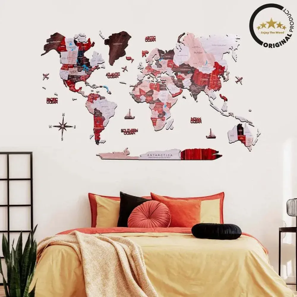 Other wall decoration - 2D Wooden World Map Urban S - ENJOY THE WOOD