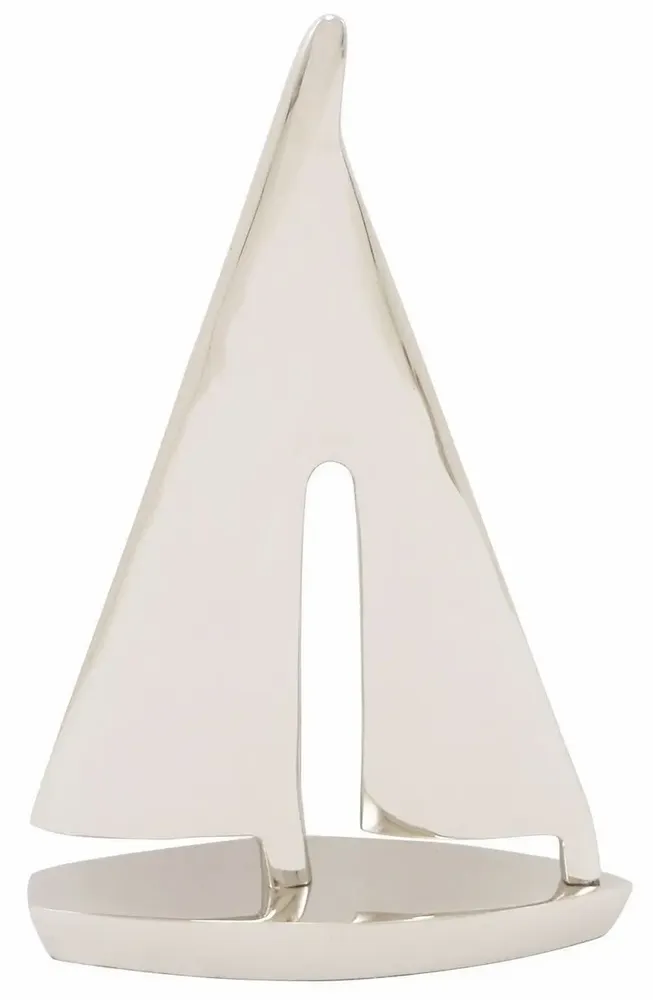 Decorative objects - Sailing boat, nickel plated aluminium, H : 10'', big - TRADE WINDS