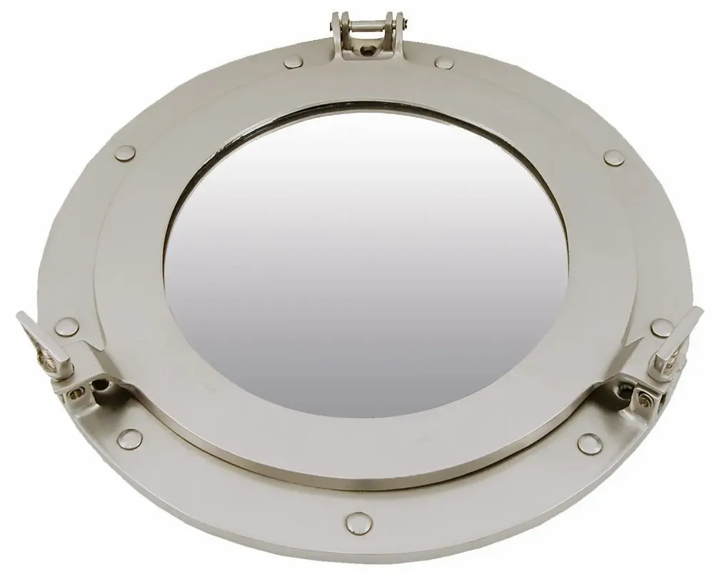 Mirrors - Porthole mirror, pewter finish diam. 12'' - TRADE WINDS