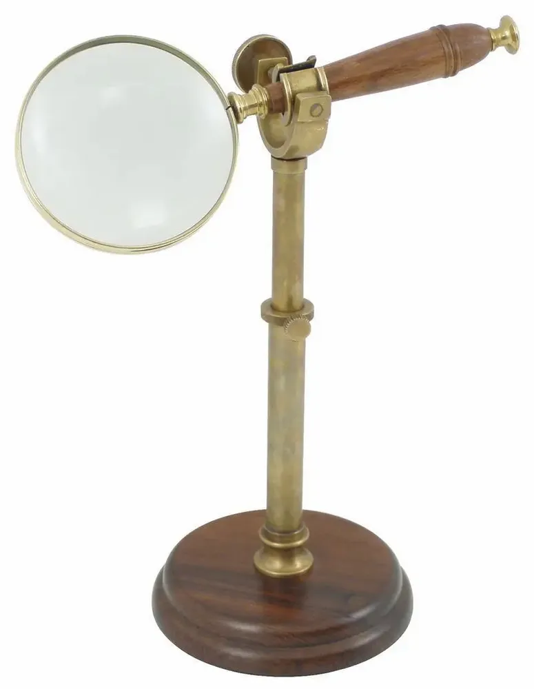Other office supplies - Magnifier with stand, diam 4", antic brass - TRADE WINDS